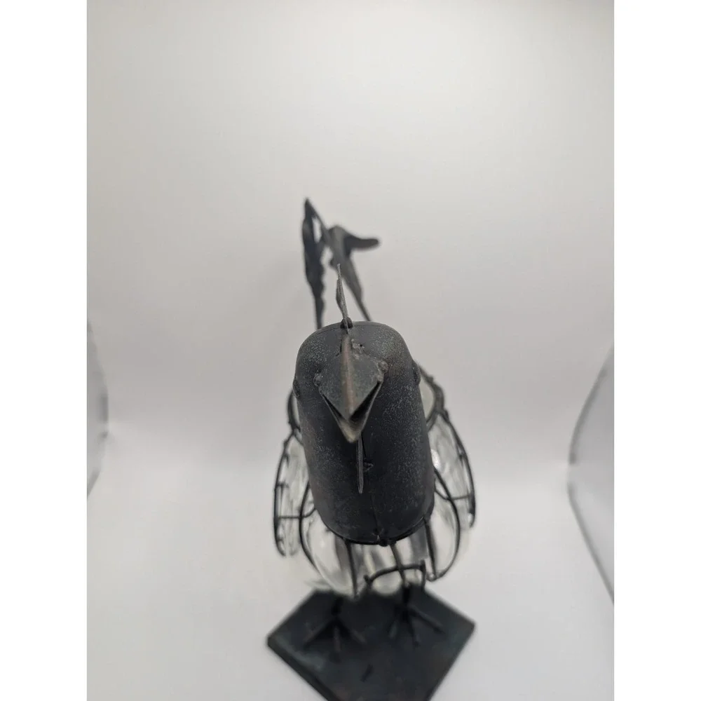 Metal Rooster Glass Insert Holder Farmhouse Kitchen Decor Centerpiece 10.5
